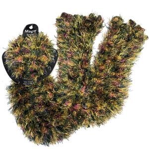 Fuzzy Expandable Eyelash Magic Tube Scarf Purple Green Yellow